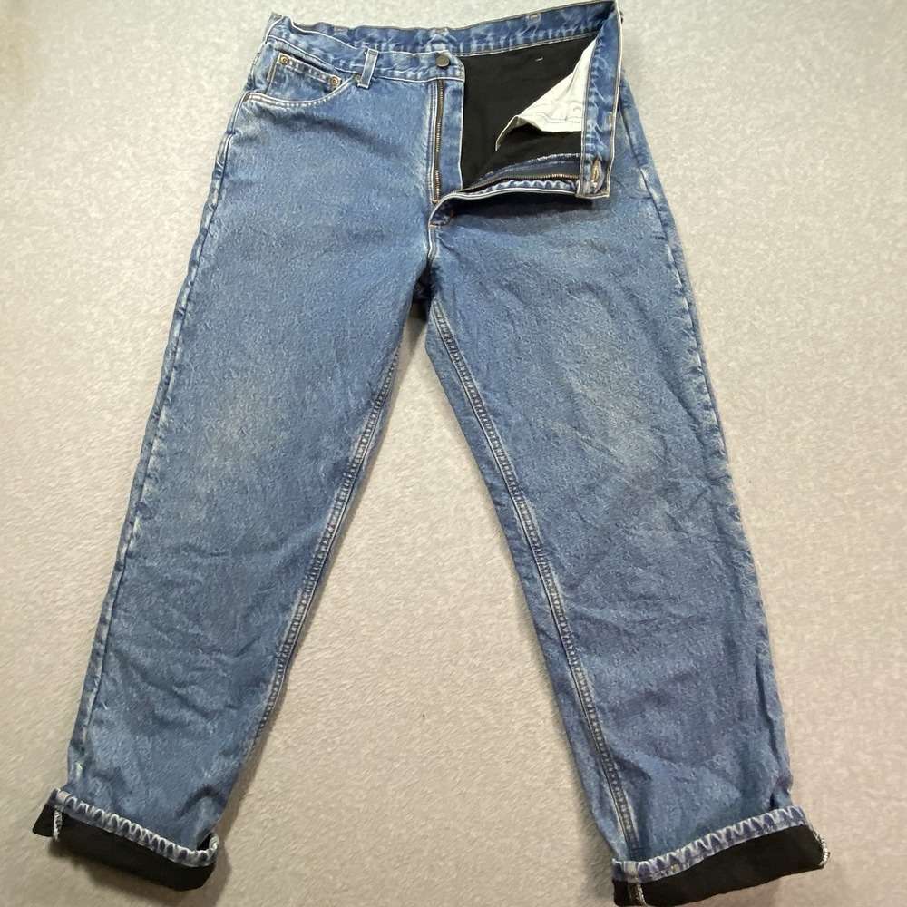 Carhartt Relaxed Fit‎ Workwear Flannel Lined Jeans Men's 36x32 Denim Distressed